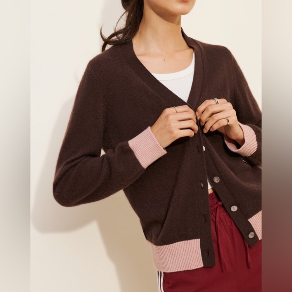 Jumper 1234 Contrast Cashmere Cardigan Size 10-12